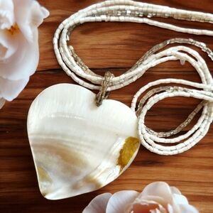 Heart Shell Multistrand Bead Necklace